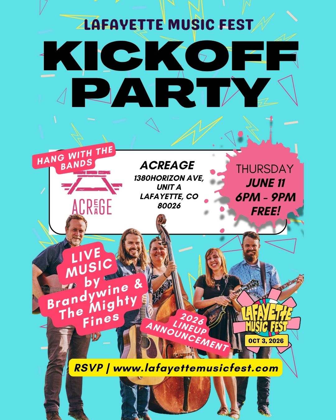 Lafayette Music Fest Kickoff Party at Acreage in Lafayette, CO